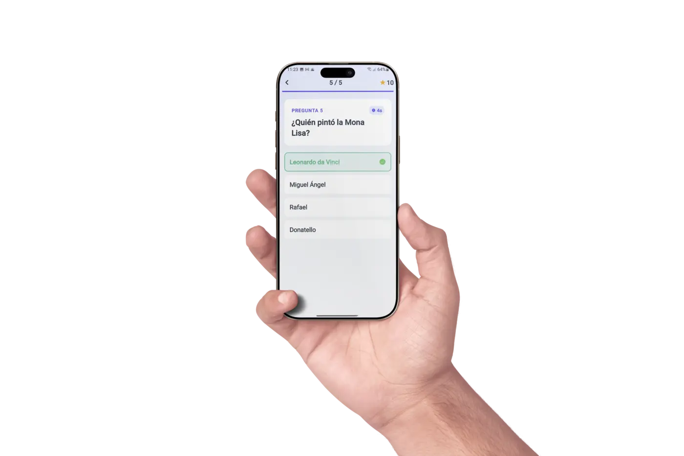 Hand holding phone with Ad RACE game 1